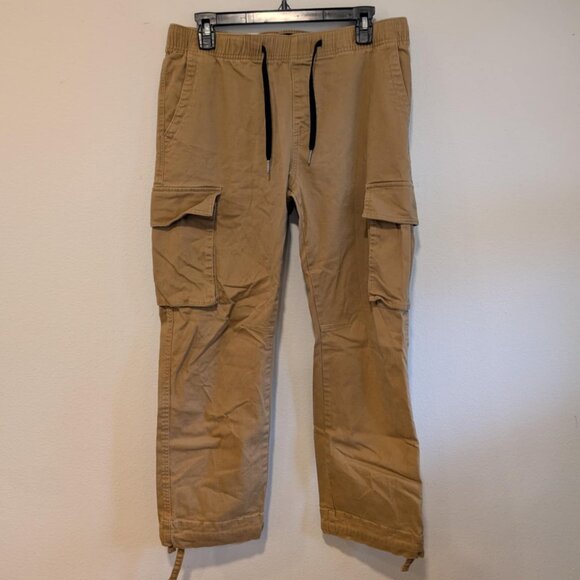*3/$25* Men's Khaki Cargo Pants w/ Elastic Waist & Drawstring - Medium x 30" - Picture 1 of 4